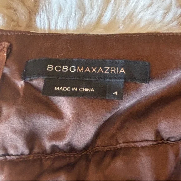 BCBG Max Azria 100% Silk Halter Dress | Brown Floral | Women's Size 4 - Picture 6 of 7